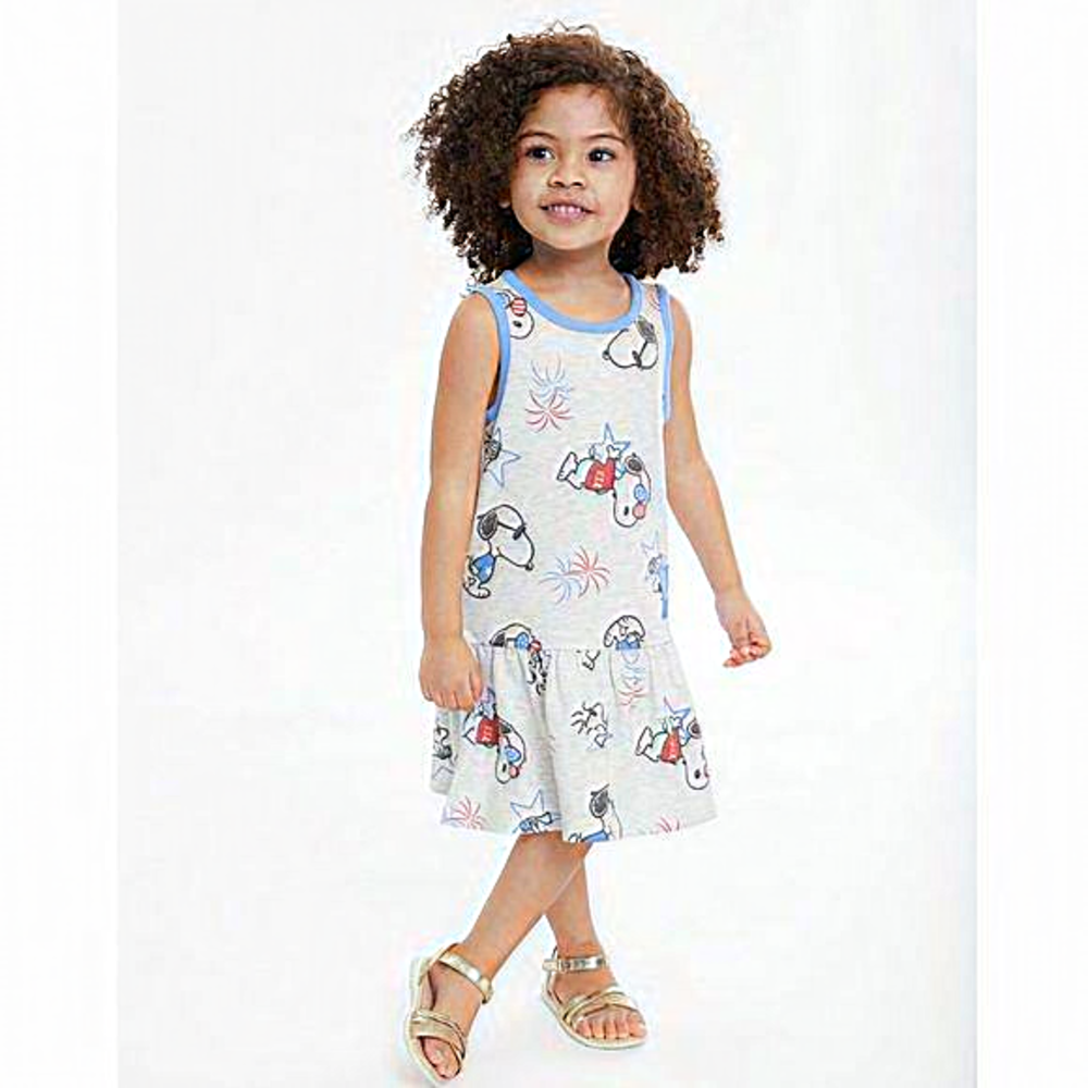 NWT Peanuts Snoopy Girl’s 3  Toddler Americana‎ Sleeveless Dress flag 4th July